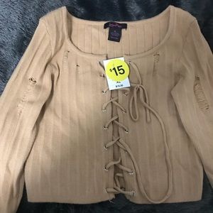 tan sweater crop top